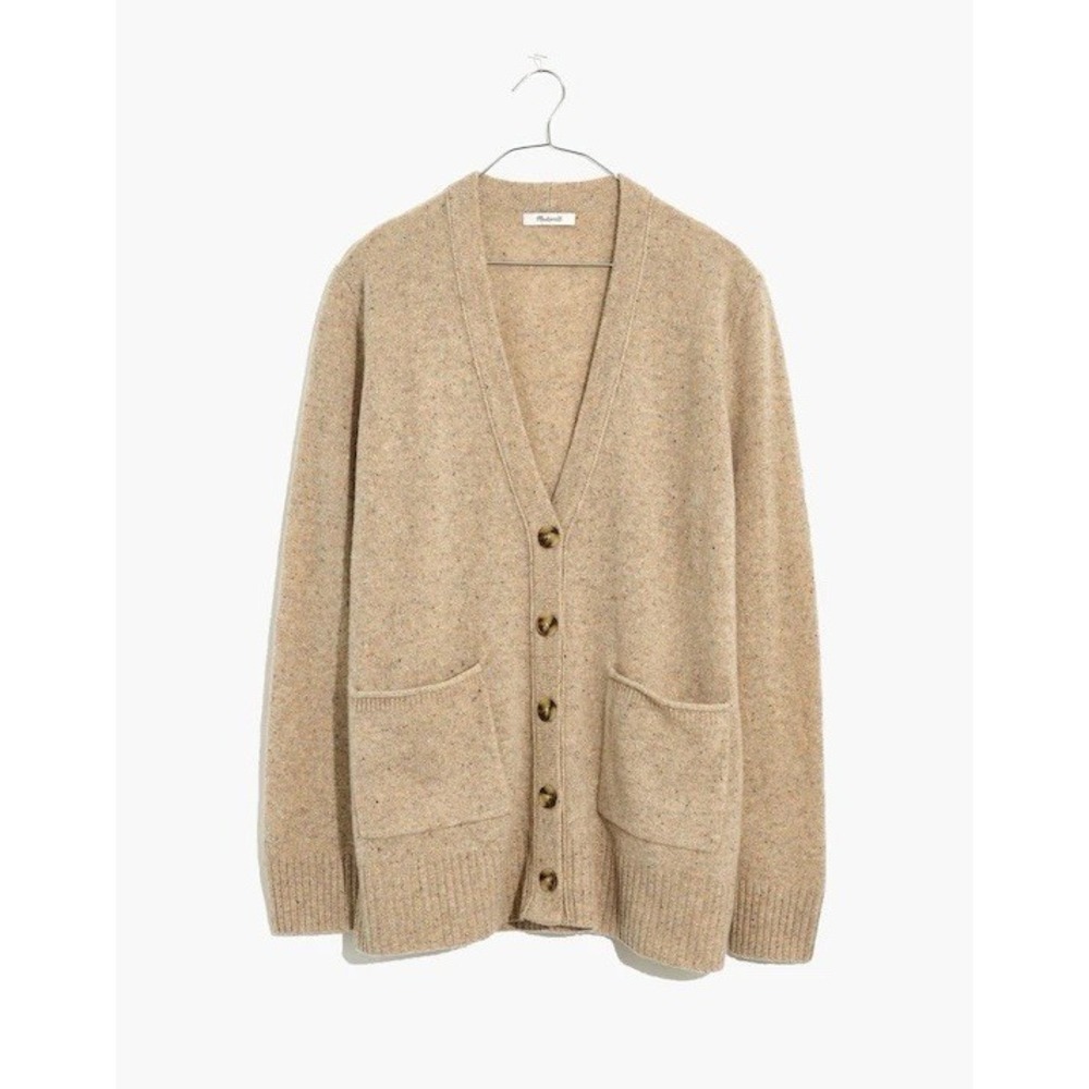 Madewell Beige/Tan Button-Front Wool Blend Cardigan